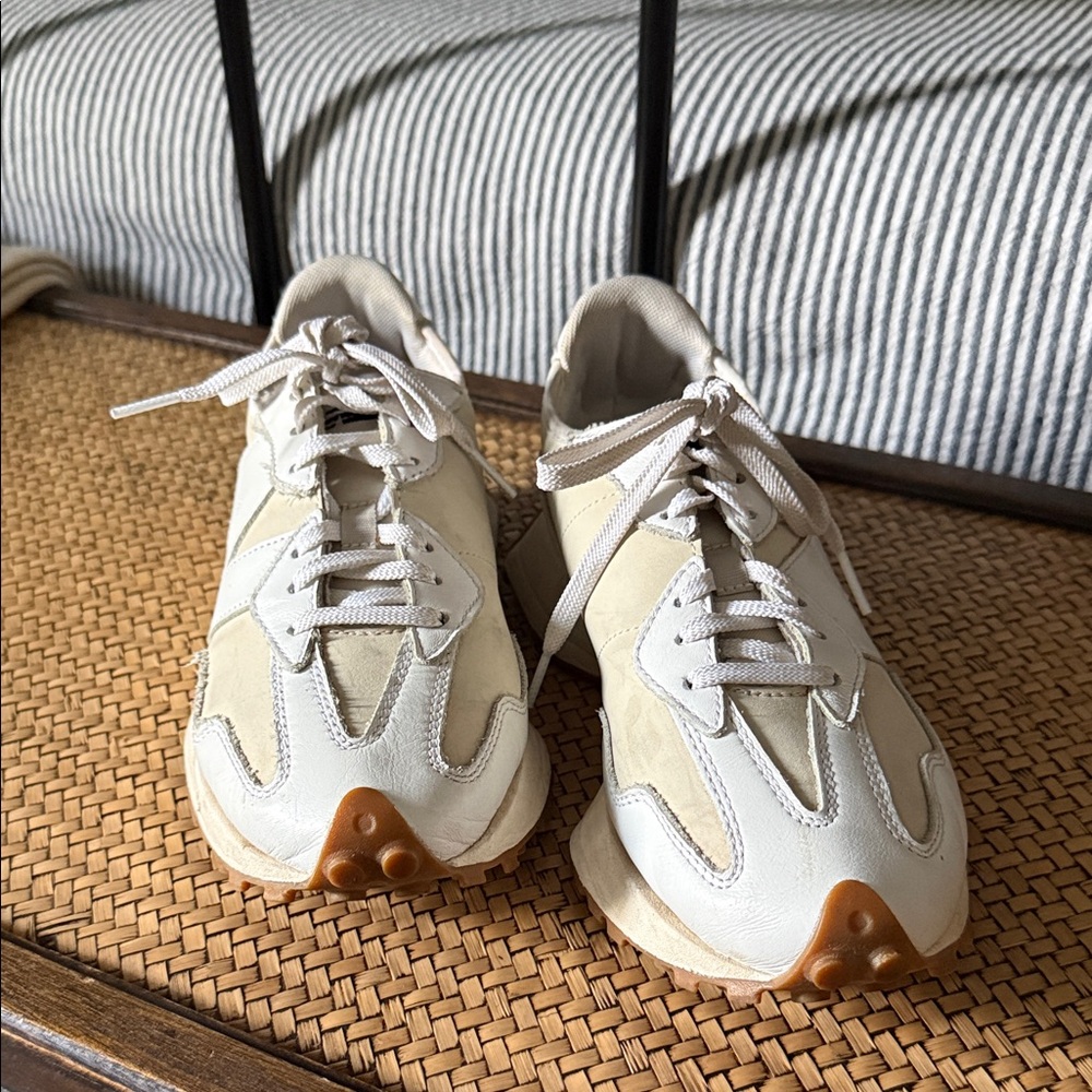 New Balance Cream and Tan Sneakers